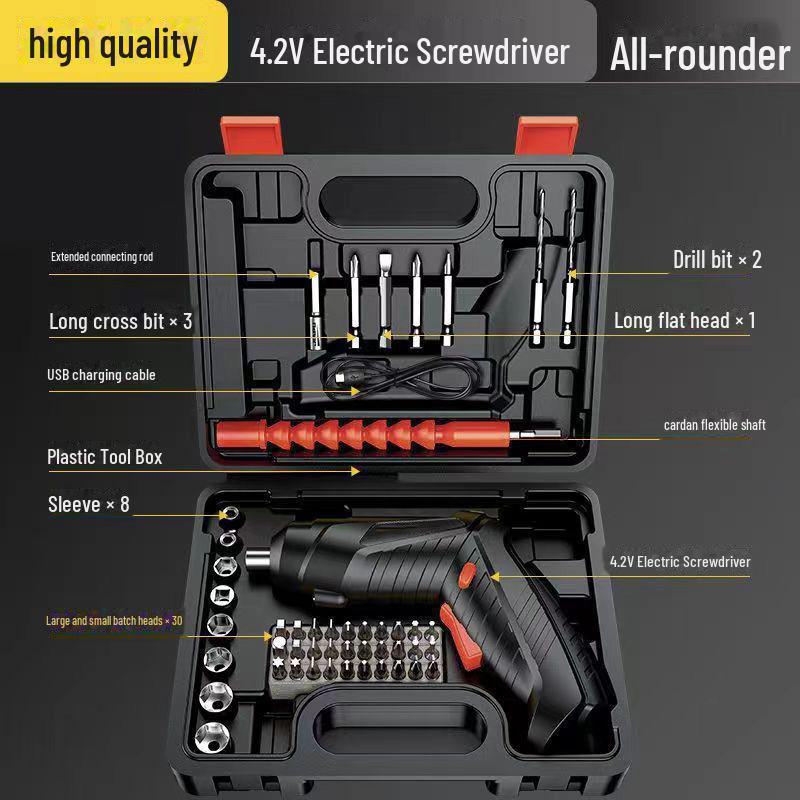 Ensemble de tournevis électriques rechargeables - Mini boîte à outils automatique de 48 pièces pour usage domestique