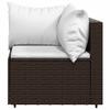 Garden Corner Sofa with Cushions Brown Poly Rattan