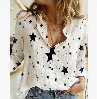 Polka dot printing casual long-sleeved linen shirt women's autumn and winter new women's clothing