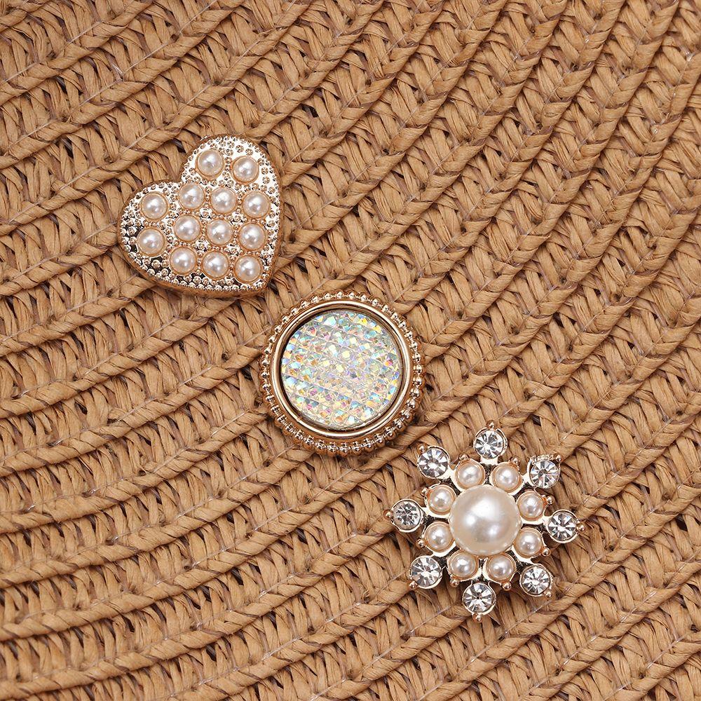 Craft Hat Accessories Crystal Pearl Button Rhinestone Buttons Headwear Accessories Pearl Hairpins
