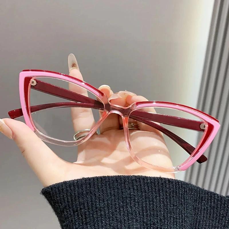 Retro Cat Eye Reading Glasses for Men Women Anti Blue Light Presbyopia Glasses New Colour Blocking Design