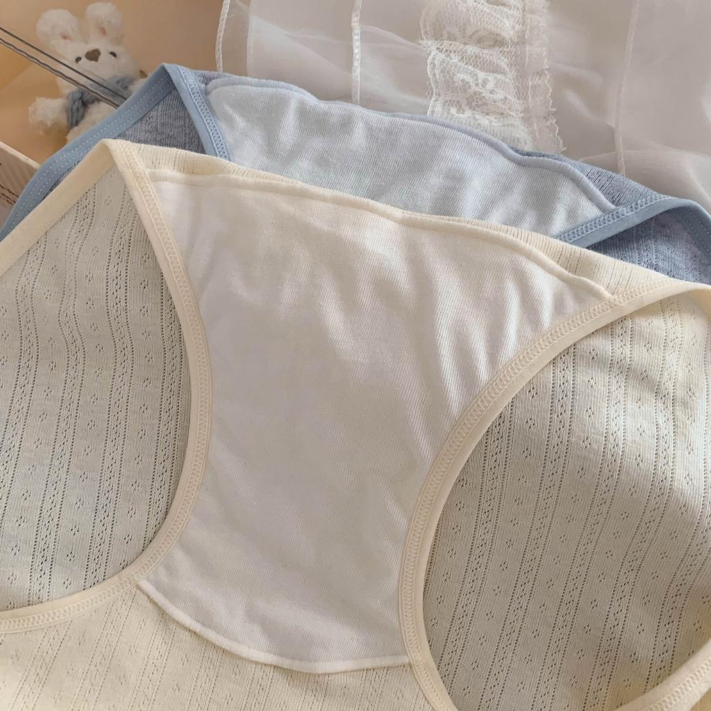 Female Spring and Autumn Pure To Lace Pure Cotton Antibacterial Anti HPV Breathable Long Crotch Full Hip Briefs