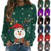 Women's Fashion Casual Long Sleeve Christmas Printed Neck Sweatshirt Top