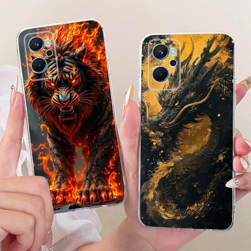 For Realme 9i RMX3491 Cool Dragon Tiger Pattern Phone Case For Realme9i 4G Soft Silicone TPU Cases