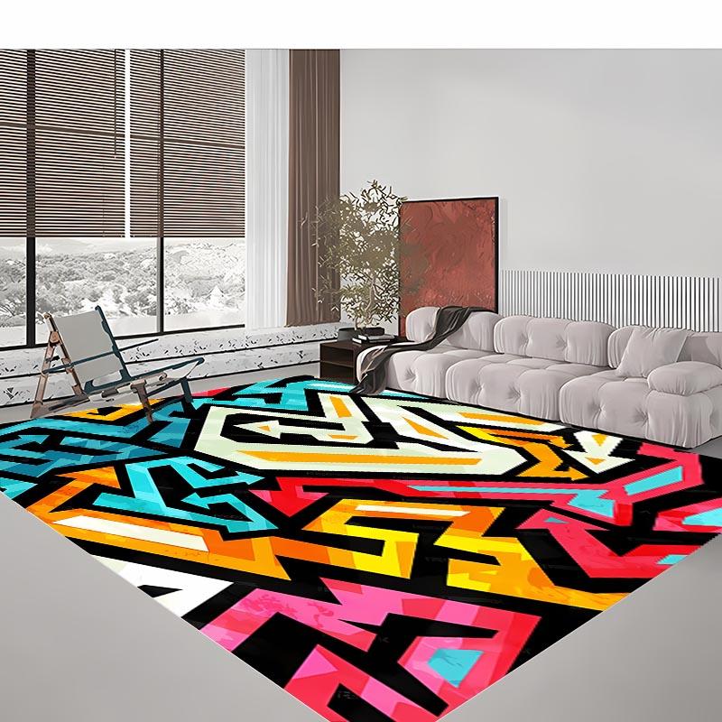 Tapis sans couture à motif graffiti, grande surface, pour salon, chambre, canapé, paillasson, cuisine, antidérapant, décoratif, Alfombra HD