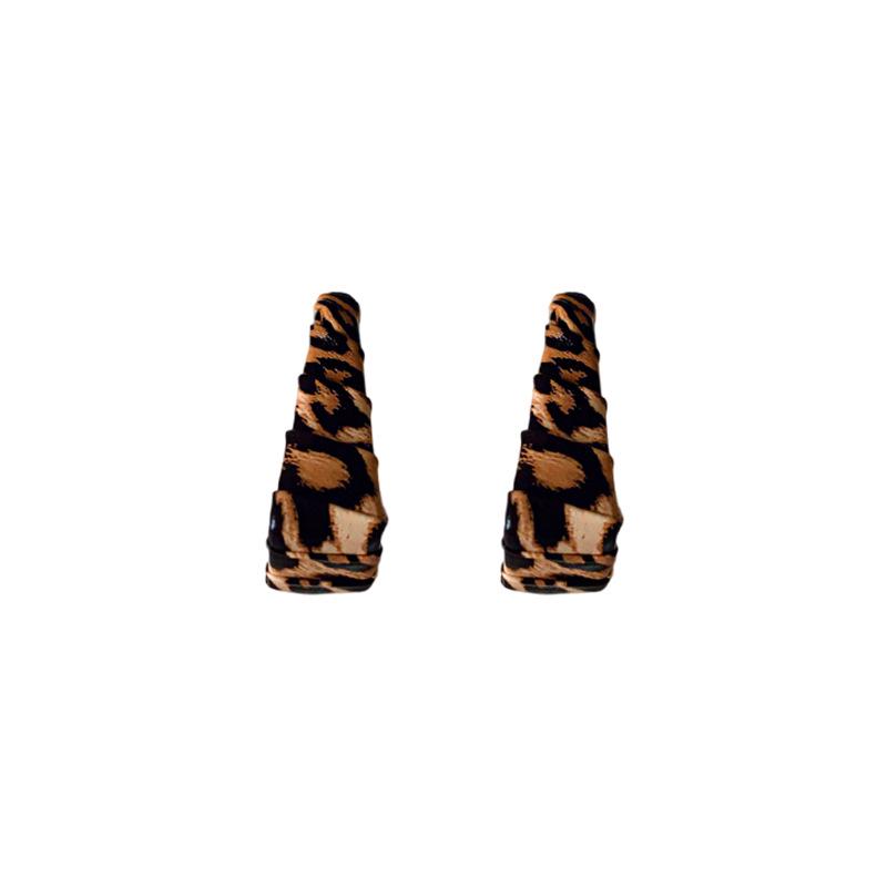 Silver Needle Leopard Print Geometric Hoop Earrings - Trendy High-End Spicy Girl Style for Women