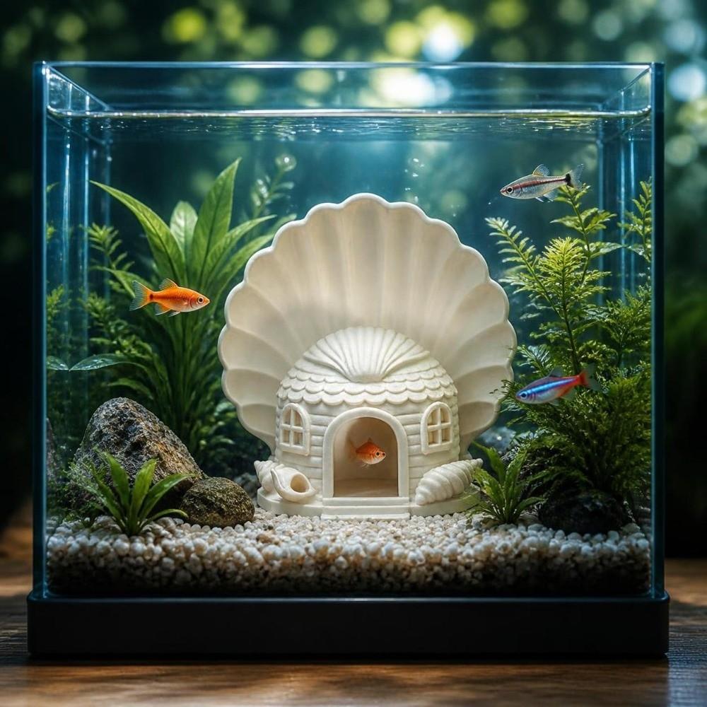 Plastic Fish Hiding House 3D Printed Betta Shelter Aquarium Cave Ornament  Office Decoration