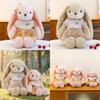 Cuter Rabbit Plush Toy With Floral Print Dress And Bow Decor For Kids And Adults