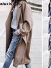 New Autumn/Winter Women's Casual Long Length Solid Color Warm Wool Coat