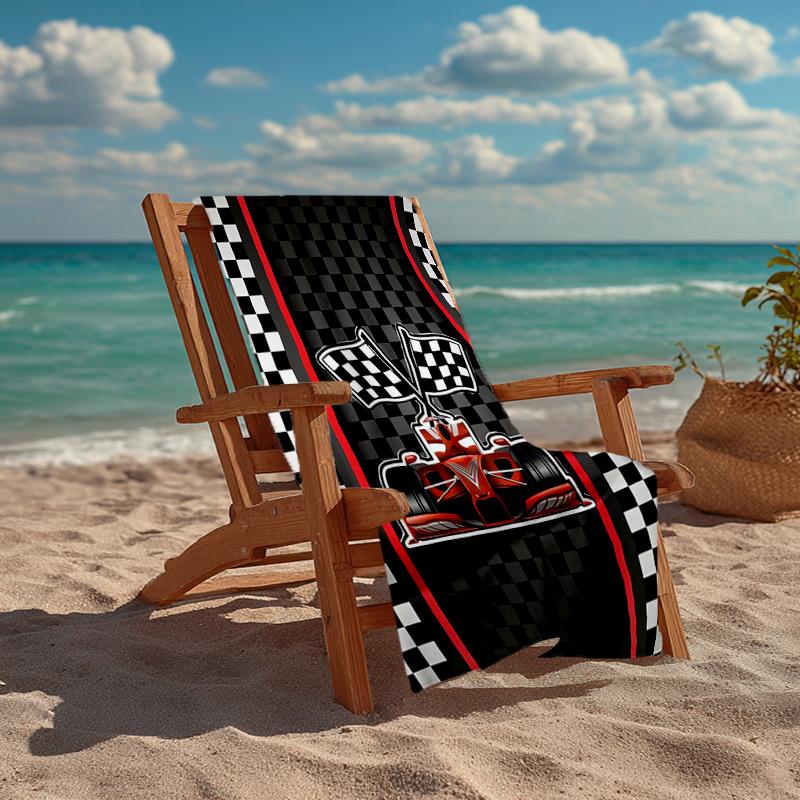 Ultrazachte Strandhanddoek met Racethema, Ideaal voor Zwembad - Kamperen, Duiken - Perfect Reis Essentieel, Levendige Strandhanddoek.