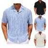Men's Summer Casual Vacation Color Shirt Loose Short Sleeve Non-iron Cuban Collar Short Sleeve Shirt