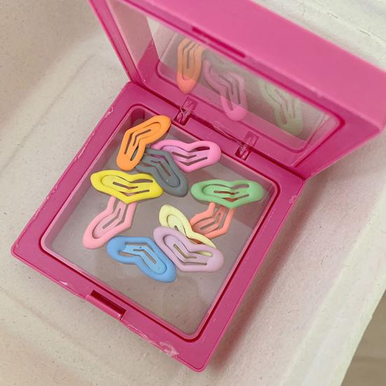 10Pcs Girl Hairpins Macaron Color Star Bone Heart Shape No Sharp Edges Secure Hold Hair Pins with Storage Box