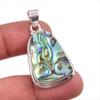Natural Abalone Shell Gemstone 925 Solid Sterling Silver Gift Pendant 1.75" g9N04
