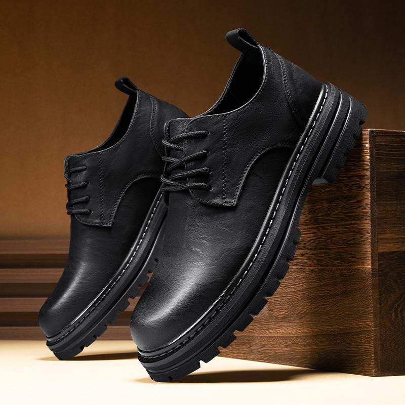 Fashion British Man Black Office Business Dress Leather Flats Man Split Leather Wedding Shoes 2024 Man Cow Leather Shoes Rubber Sole