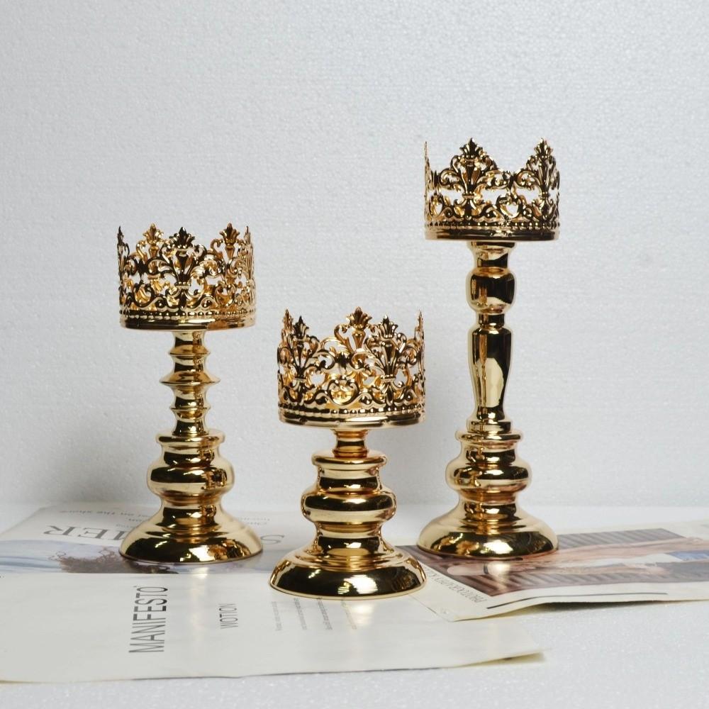 1PCS Metal and Iron Candlestick Holder with Openwork Pattern Candle Stand Europe Wedding
