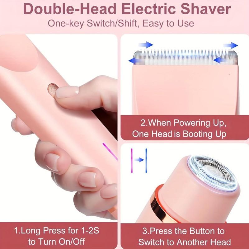 2 In 1 Electric Razor Woman Shaver Painless Women Mustache Epilator Leg Bikini Body Hair Trimmer for Women Facial Epilator Hair Remover