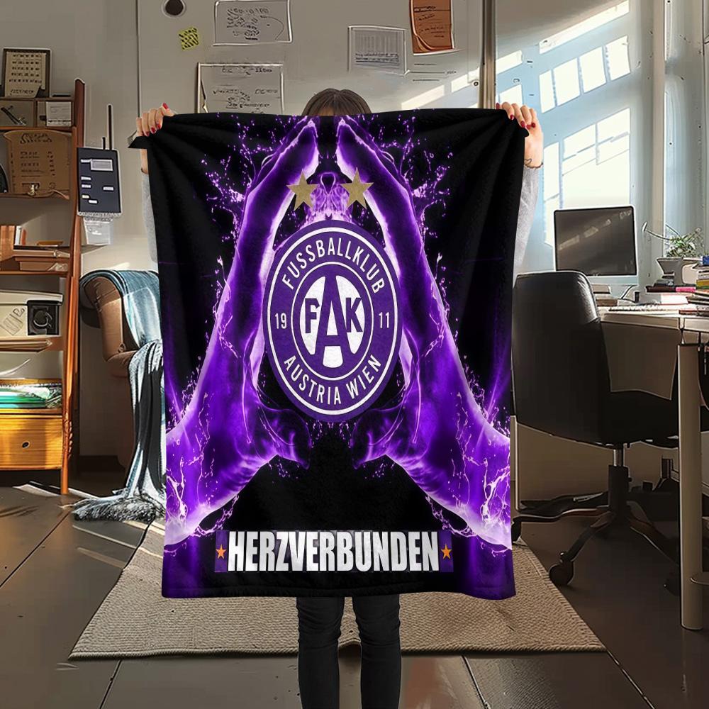 FK Austria Wien Print FlAannel Blanket, High Quality Comfortable for All Seasons, Home Decor, Warmth and Comfort