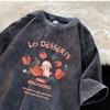 Short-sleeved T-shirt Women's Washed and Worn Retro Pure Desire Style College Style All-match Top
