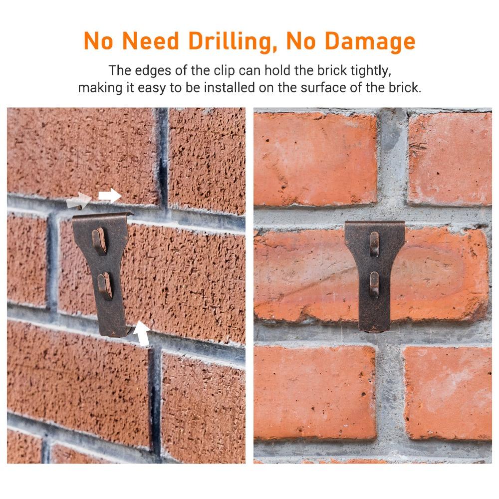 4pcs No Drilling Brick Hook Clip Metal Construction Brick Wall Hanger Brick Hanger Clip Outdoor Use