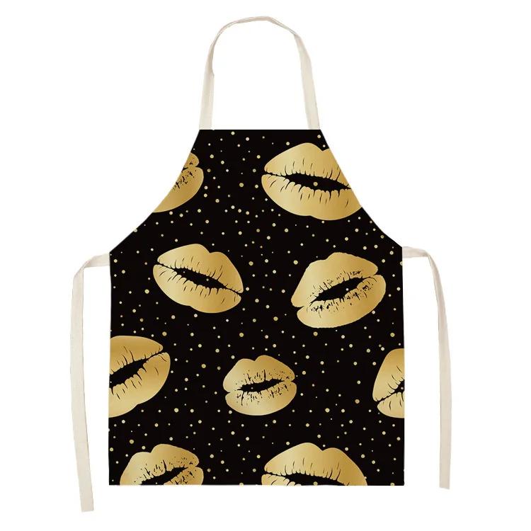 Nail Polish Lipstick Kitchen Cotton Linen Apron Bib Home Cleaning  Ladies  Cooking Picnic