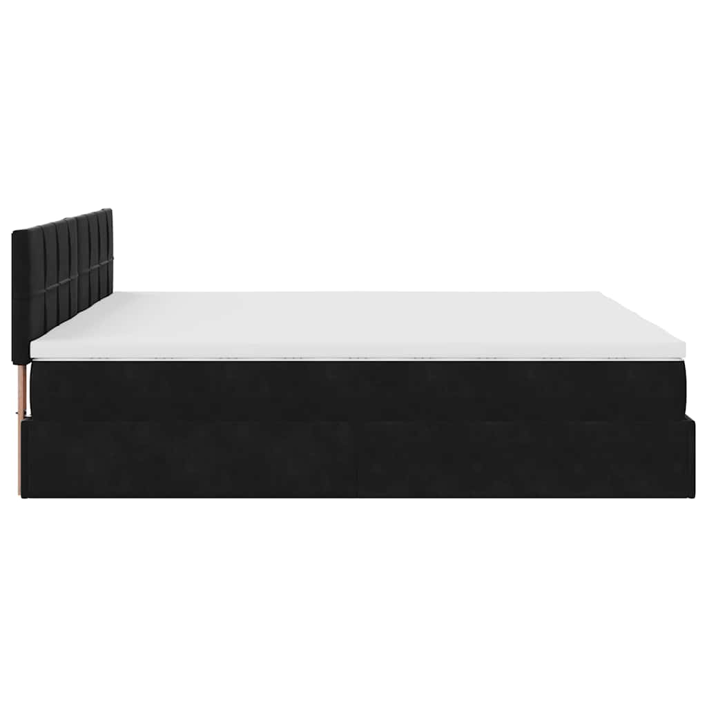 Enjoy Restful Nights with This Ottoman Bed with Mattresses and LED Lighting Black 180*200 Cm Velvet