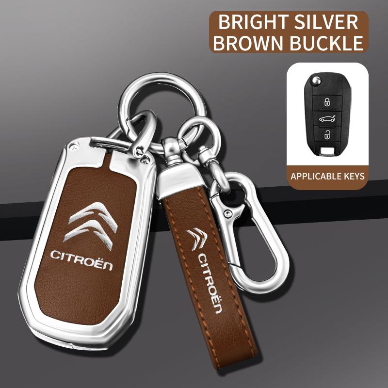 Legierung Leder Auto Fernbedienung Schlüsselhülle Abdeckung Schlüsselschutz Anhänger für Citroen C1 C2 C4 C6 C3-XR Picasso Grand DS3 DS5 Auto Zubehör MC5