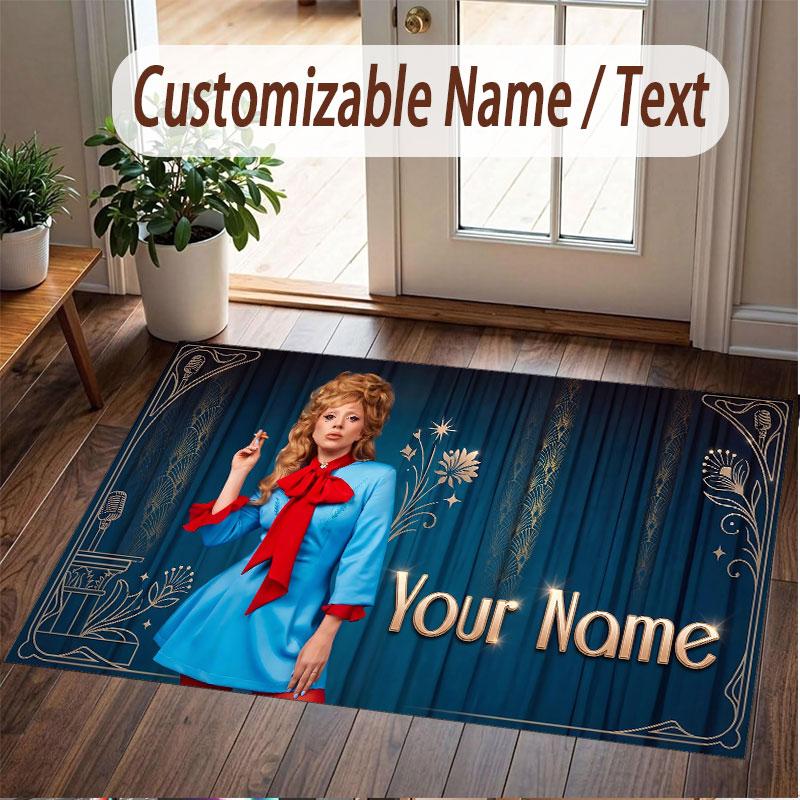 Custom Name Crystal Velvet Rug,Lady Gaga Comfortable Anti Slip Floor Mat For Room Decoration