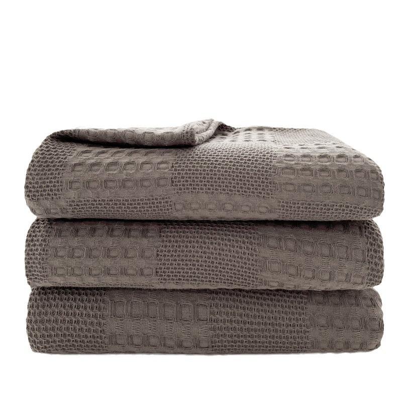 100% Cotton Waffle Weave Blanket Lightweight Breathable Cooling Bed Blanket for Hot Sleepers Soft Woven Blanket for Summer Spring Queen Size