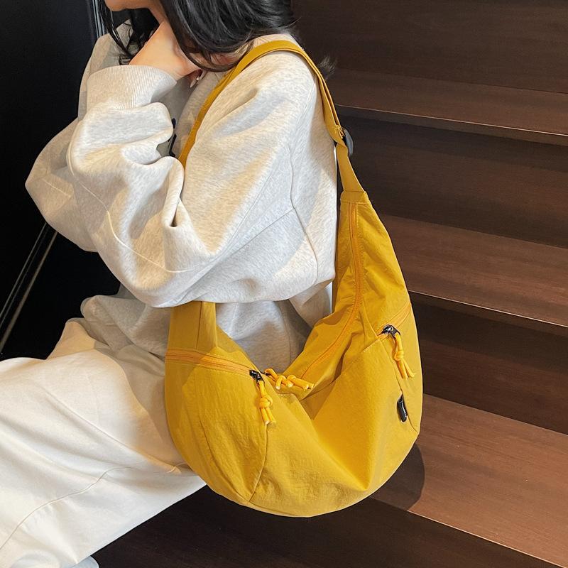 Canvas Bag Women's Large-capacity Summer Versatile Niche Design One-shoulder Crossbody Bag High-end Dumpling Bag