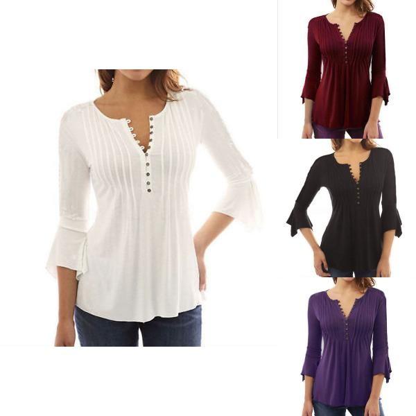 Mode Dames Slim Fit Lange Mouwen Blouse Shirt Casual Katoenen T-shirt Voor Moeiteloze Stijl