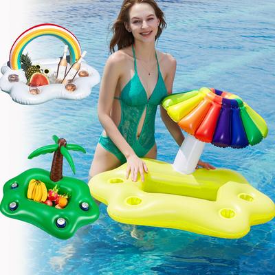 Water Inflatable Rainbow Ice Bucket Coconut Tree Parasol Ice Bar Coaster Tray Inflatables Pool Toys Swimming Pool Inflatable