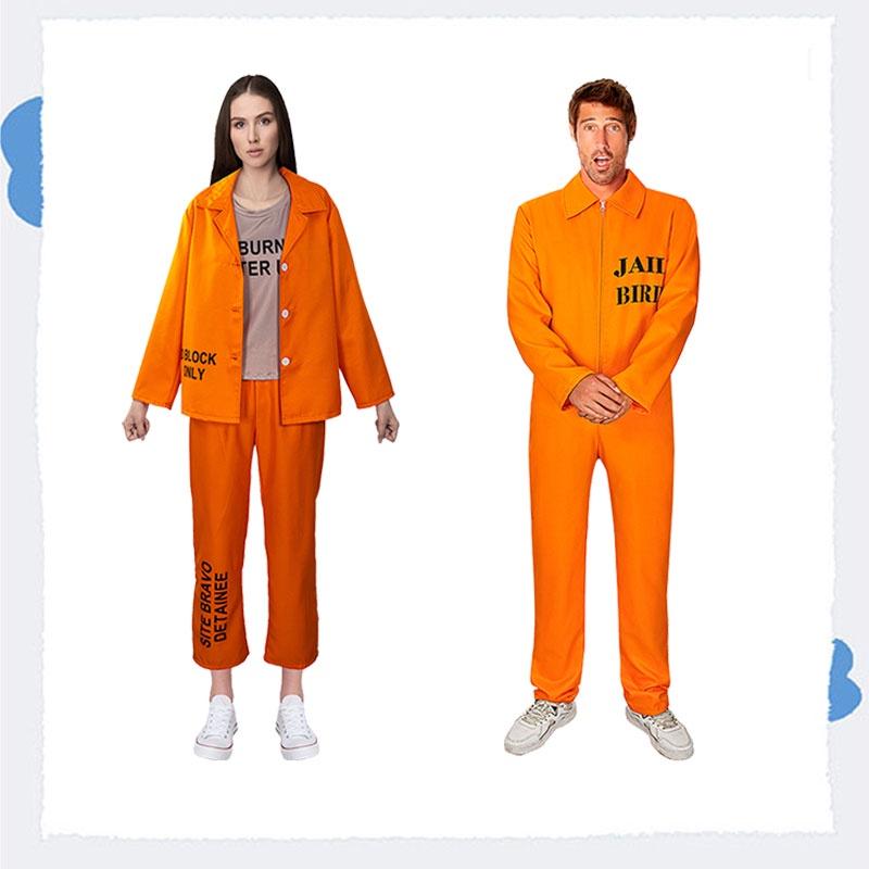 Halloween Adult Unisex Orange Prisoner Cosplay Party Costume Suit Mantian Brand