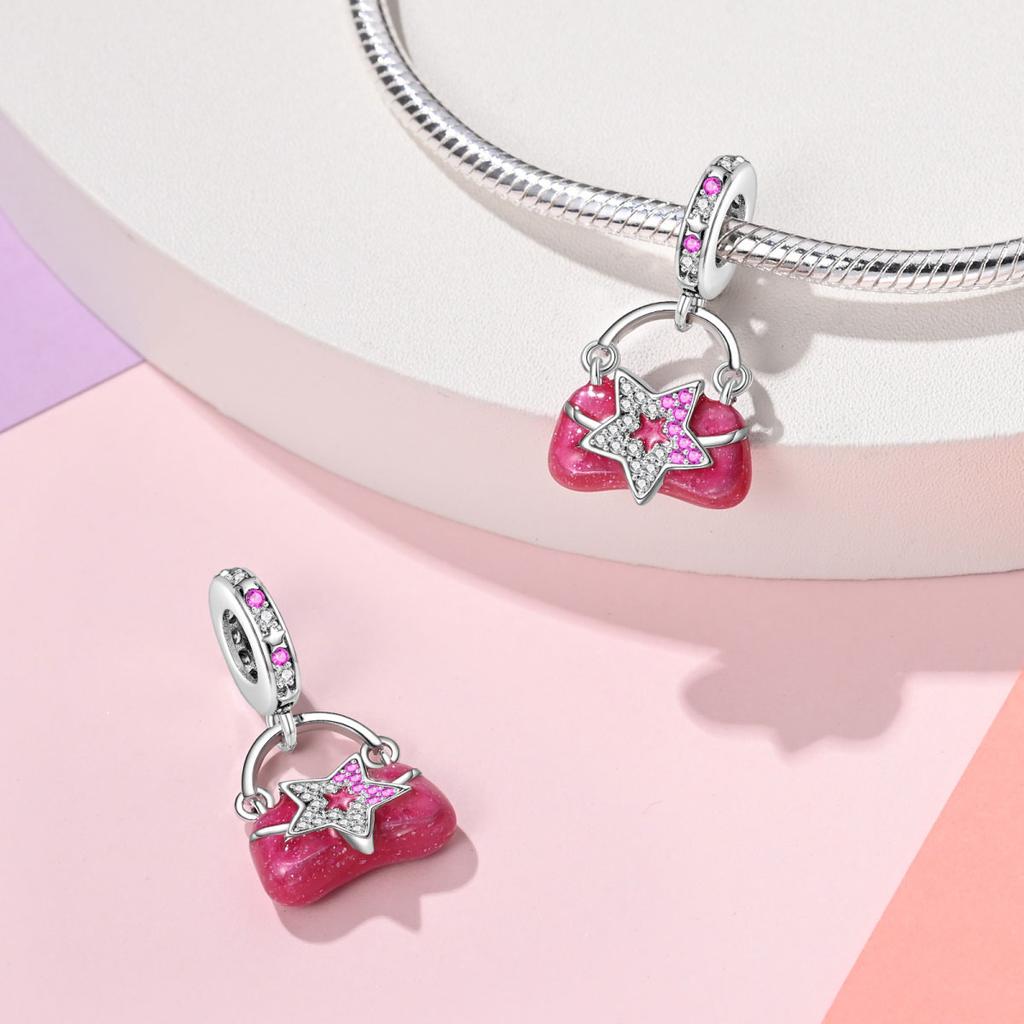 Kupfer Tägliche Damen Tasche Kollektion Anhänger Perlen Anhänger Perlen Anhänger Kompatibel Mit Authentischen 3mm Armbändern DIY Schmuck Feine Geschenke Zubehör