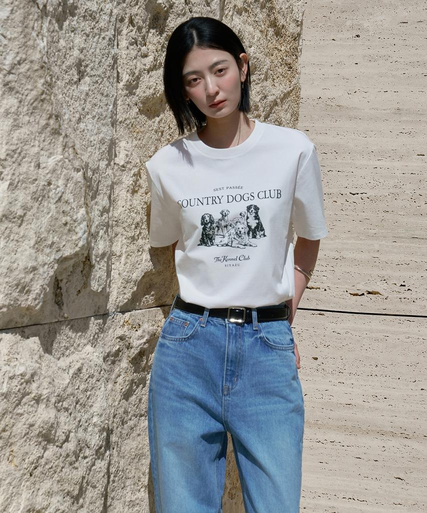 Siyajyu Sitp5296 Country Dogs Club Short Sleeve T-Shirt_White