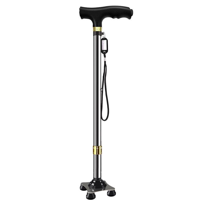 Aluminum Alloy Folding Crutches Telescopic Elderly Anti Slip Staff Multi Functional Cane Climbing Staff Factory with Lamp