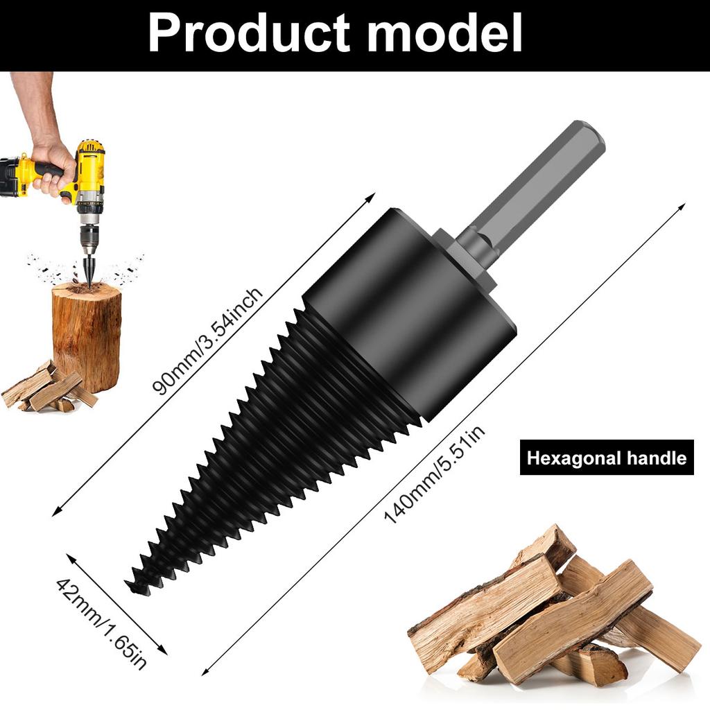 1/2PC Firewood Log Splitter 32/42mm Sturdy High-Carbon Steel Wood Log Splitter Screw Cones Drill Bit with Hex/Round/Square Shank