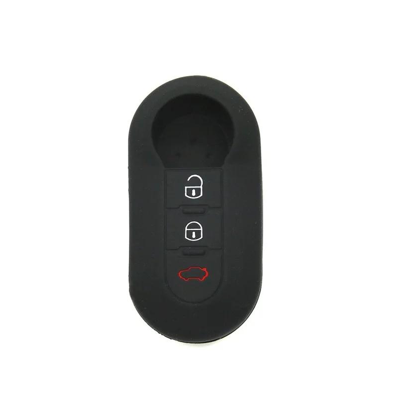 3 Buttons Silicone Car Key Case Cover For Fiat 500 Flip Folding Remote Key Shell For Fiat Punto Panda Car Accessories