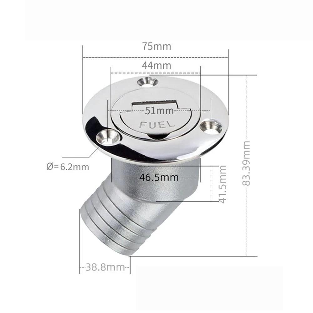 Stainless Steel Fuel Deck Fill 38mm Gas Filler Neck Polished Keyless Cap Yacht Fuel System Refit