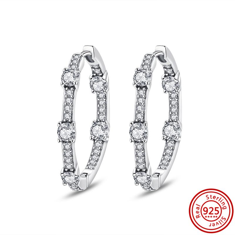 925 Sterling Silber Charm Doppel Creolen Ewige Herz Ohrringe Damen Mode Anhänger Funkelnde Pavé Ohrstecker Geschenke