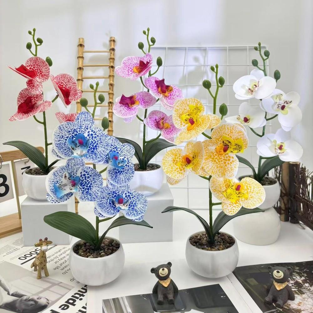 Vlinderorchidee Kunstplant Met 3D-print Voor Huisdecoratie En Fotografie-rekwisieten