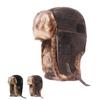 Kožená čepice Thick Bomber Hat Cap Pánská zimní teplá ochrana uší Sněhová čepice Lyžařská čepice Skullies Beanies Sleeve Cap