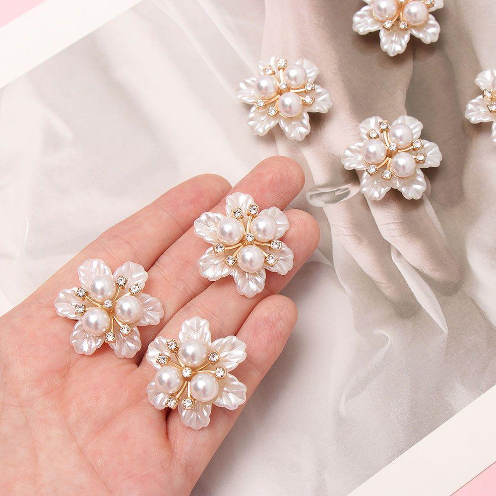 Apparel Sewing Flower-shaped Crystal Pearl Button Pearl Hairpins Headwear Clip Rhinestone Buttons