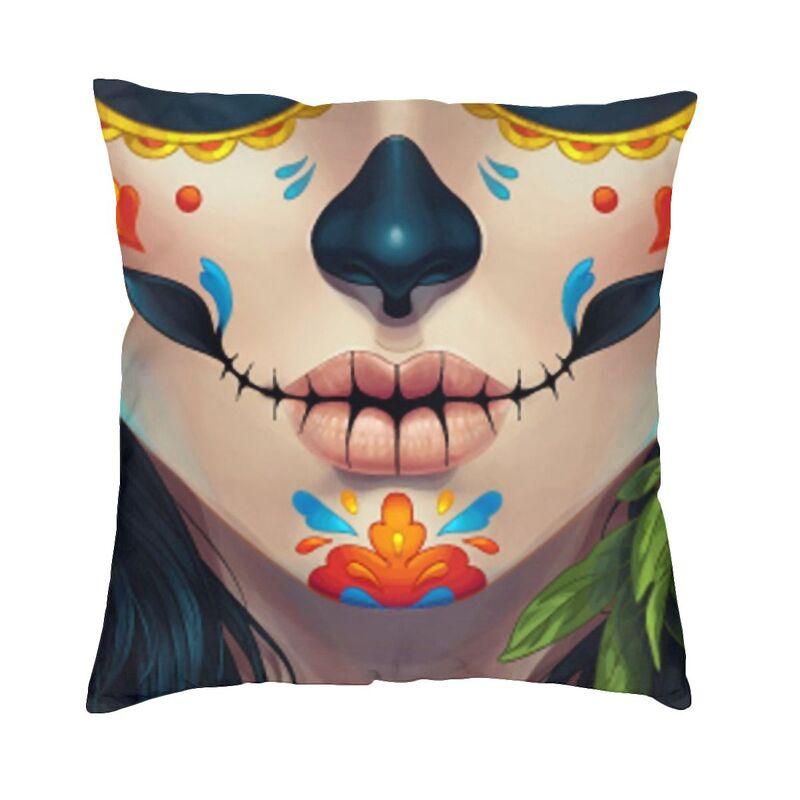 Luxury Day Of The Dead Throw Pillow Cover Home Decor Custom Square Mexican Sugar Skull Cushion Cover 45x45cm Pillowcover