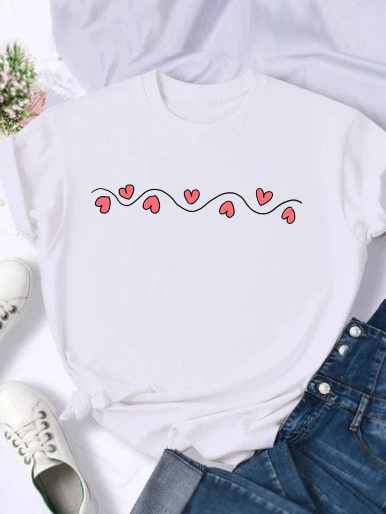 (Asian Size) T Shirt Clothing Sweet Love Cute 90s Style Casual Fashion Print Female Casual Women's Top Graphic Tee Short Sleeve T-shirts