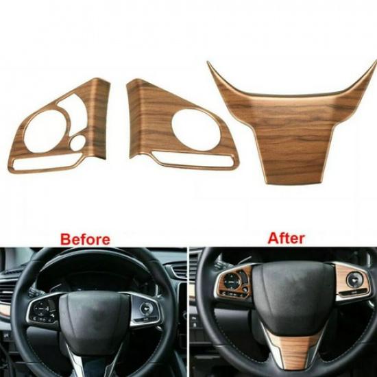 Peach Wood Grain 3X Steering Wheel Decor Cover Trim For Honda CR-V CRV 2017-