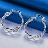 1 Paar 925 Sterling Silber 27mm Mehrstufige Runde Zarte Creolen für Damen Party Geschenk Accessoires Modeschmuck