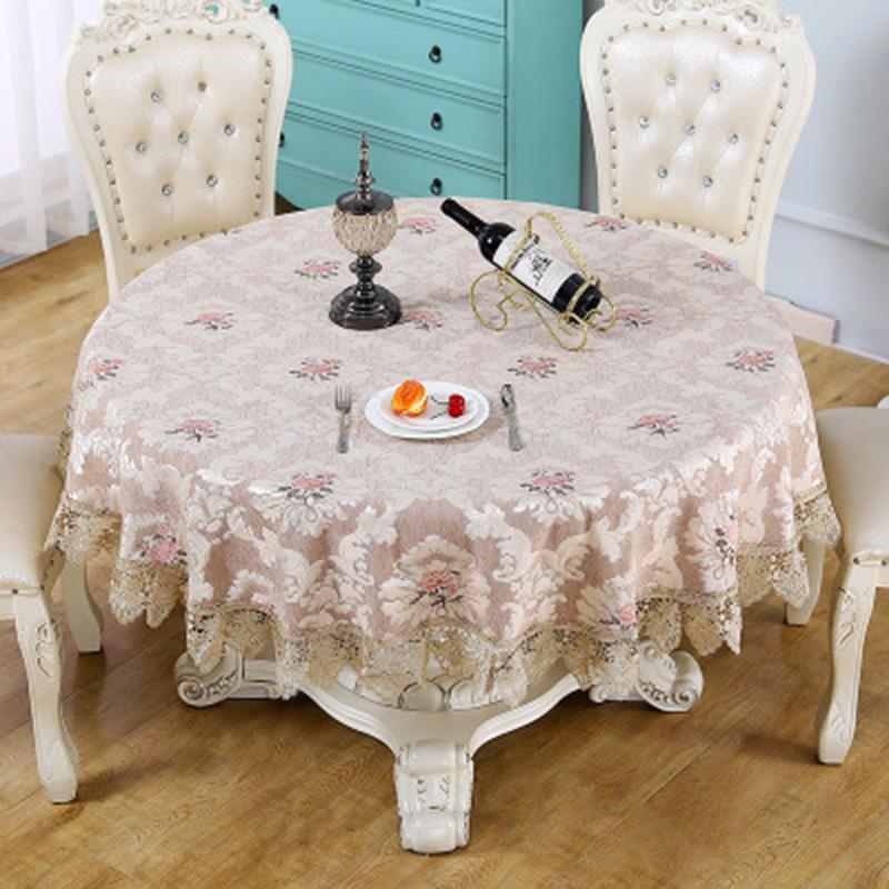 New Designer Round Table Cloth Embroidered Lace Tablecloth Waterproof European Dinner Coffee Table Covers Home Decoration