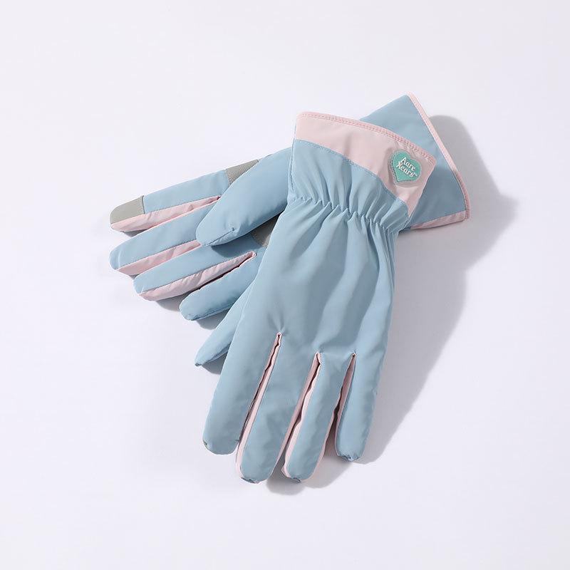 Warm Gloves for Women Plus Velvet Windproof Waterproof Non Slip Outdoor Cycling Bicycle Cold Proof Touch Screen Winter Gloves