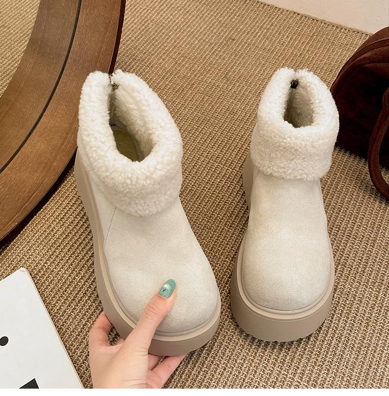 Northeast White Heightening Velvet Thickened Platform Snow Boots Women's 2025 New Winter Warm and Non-slip Cotton Shoes