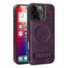 Fashion Leather for Magsafe Phone Case for iPhone 16 Pro Max 15 14 13 12 11 With Stand Bracket Strong Magnetic Shockproof Cover